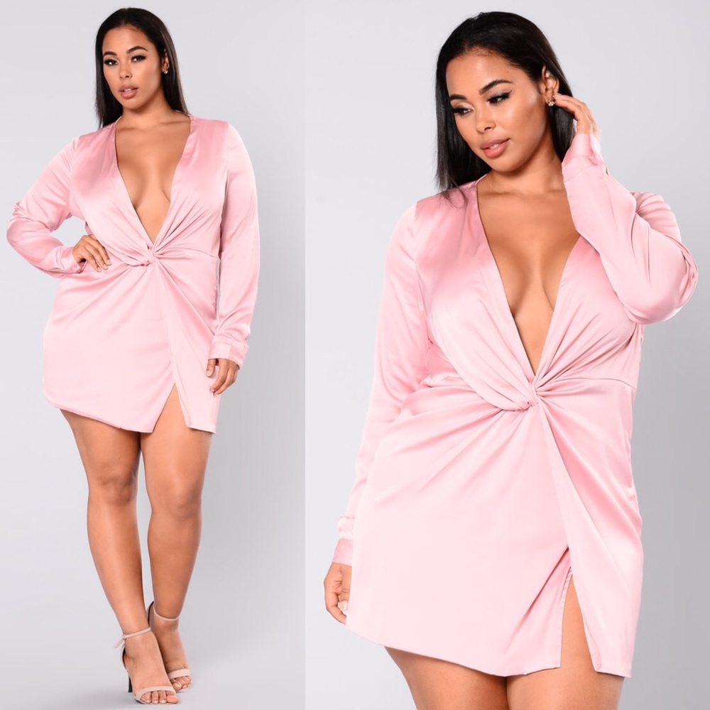 Pink Satin Wrap Dress
